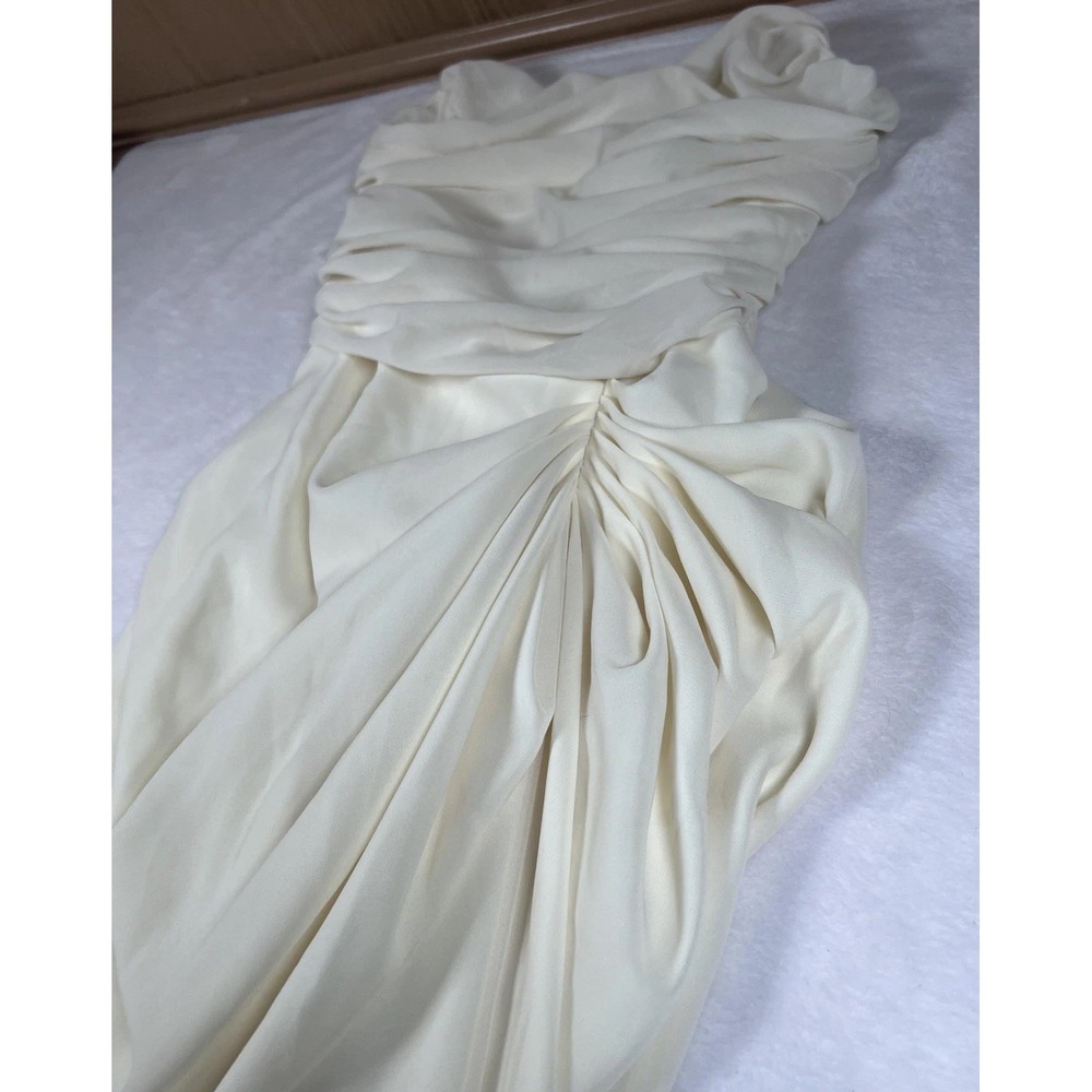PrettyLittleThing Dress Womens 8 White Chiffon Corset‎ Bandeau Draped Midi Party